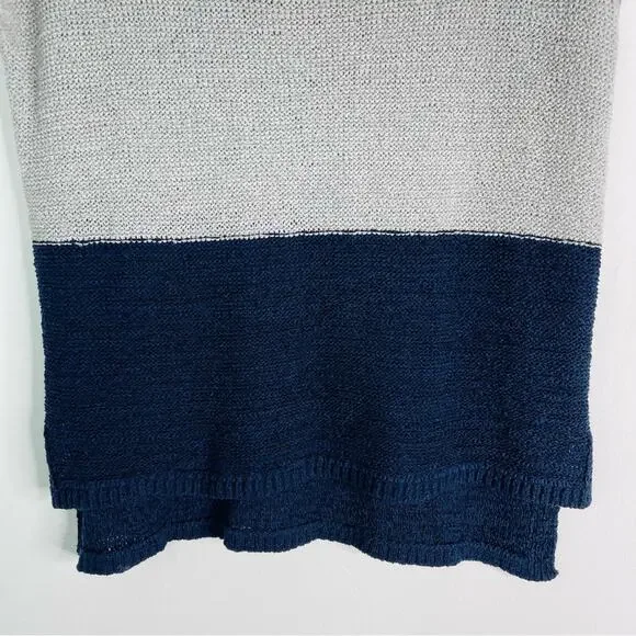 NWT Loft pink grey blue open knit boxy oversized preppy coastal top XS - Picture 3 of 7